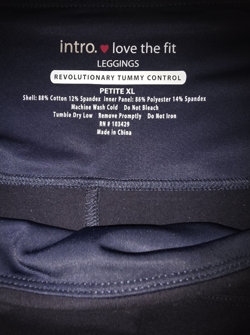 intro. Navy/Tiny Red Heart Tummy Control Leggings Petite XL